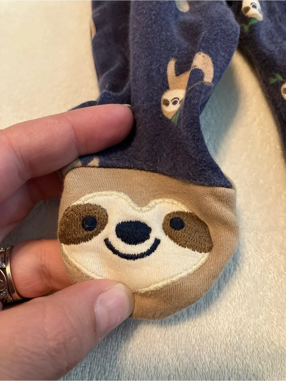 Baby One-Piece Footed Sleepers - Grey Bear and Navy Sloth (2-Pack)
